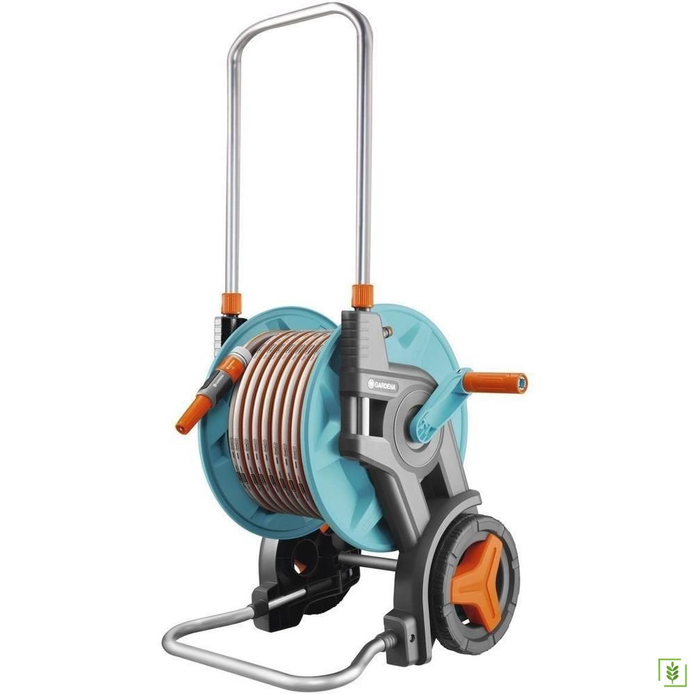 Carrello Portatubo Gardena Classic 60 TS - 20m Tubo 1/2" Con Ugello, Avvolgitore Robusto E Stabile